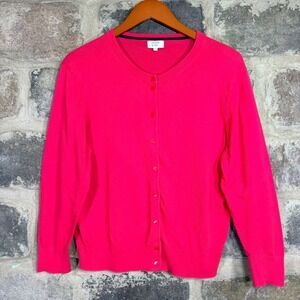 Crown and Ivy Women's Pink Cardigan Sweater Long Sleeve Button Up Knit XL Preppy